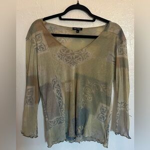 Y2K Therapy Earthy Toned Patterned Blouse